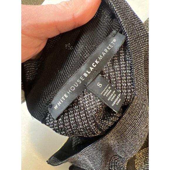 White House Black Market WHBM Sweater Dress Black Gold Cowl Neck Small - Picture 6 of 7